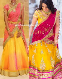 Top 8 Half Saree Color Combinations That Are Trending In 2018 Fashionworldhub Another cool way to combine colors in a space is to use mismatched chairs at the kitchen table. top 8 half saree color combinations