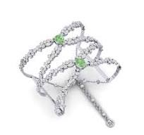 925 Silver Pear Green Diamond Women's Bangle Brillando