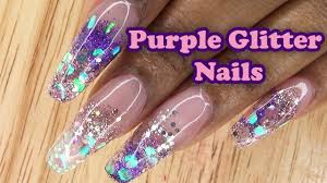 Brush on acrylic liquid for beautiful and durable nails that make the perfect base for stunning patterns created with acrylic powders. Acrylic Nails Tutorial Acrylic Nails For Beginners How To Purple Glitter Nails With Nail Forms Youtube