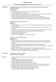Your resume objective should outline any previous work experience in accounting as well as any responsibilities relevant to the position you're hoping to land. Finance Accounting Intern Resume Samples Velvet Jobs