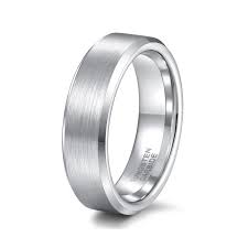 Silver Tungsten Wedding Bands For Men Women Brushed Center And Beveled Edge 4mm 8mm Tungsten Mens Rings Tungsten Carbide Rings Wedding Ring Bands