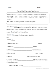 Fun With Alliteration Worksheet Compound Words Worksheets Helping Verbs Word Formation