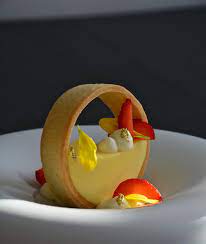 Fine dining dessert lemon tart. Pastry Chef Langijo Langijo