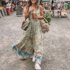 Cheap Dresses Buy Directly From China Suppliers Berrygo Maxi Print Dress Women Front Button V With Images Sleeveless Dress Summer Boho Dresses Long Trendy Dresses Summer
