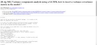 R Sig Me Variance Components Analysis Using A Glmm How To Insert A Variance Covariance Matrix In The Model Analysis Sig Matrix