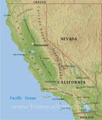Physical Map Of California California Map Nevada Map Geography Map