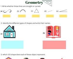 Fit the words into each shape. Worksheets On Geometry For Grade 3