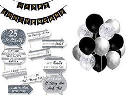 Check spelling or type a new query. Theme My Party 25th Anniversary Party Pack Black Happy Anniversary Banner Balloons Props Set Pack Anniversary Decorations 25th Anniversary Party Supplies Amazon In Home Kitchen