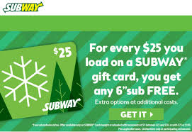 Get it delivered with skipthedishes, uber eat or doordash. Subway Canada Promotion Free Any 6 Sub For Every 25 You Load On A Subway Gift Card Canadian Freebies Coupons Deals Bargains Flyers Contests Canada