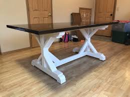 Either a standard wood plank top, an existing top or make a top using another material.farmhouse trestle table diy kit made to order in 2020 legs dining.farmhouse triple trestle table diy kit lakeshorehnh 4.5 out of 5 stars (153) $ 470.00. Farmhouse X Trestle Table Ana White