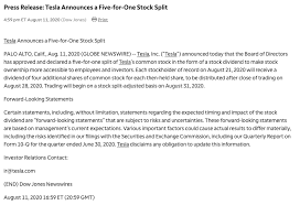 But the gains aren't based on anything real. Tesla Announces Five For One Stock Split Teslainvestorsclub