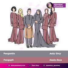 Di bagian dada bustier dress ini, ditempelkan motif bordir dengan kombinasi warna merah maroon dan warna emas. Pilihan Padanan Warna Baju Bridesmaid Terbaik 2019 Puan Mary