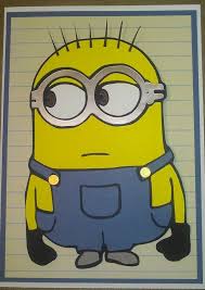 Cut a pocket shape from the blue paper and glue the side and bottom edges down. 45 Minion Card And Papercraft Ideas Minion Card Kids Cards Cards Handmade