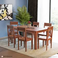 Please provide a valid price range. Llyssa Solid Wood 6 Seater Dining Table Decornation