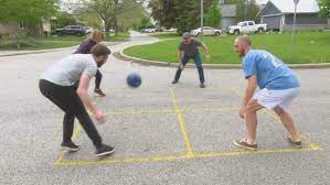 Four square is one of those games that most people remember from childhood and the playground. Join This Neighbourhood Four Square Game For Adults Cbc News