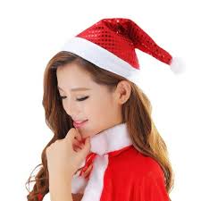 Sombrero de lentejuelas rojas JAMW de Navidad felpa Decoración de fiesta  Sencillez