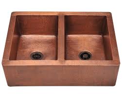 912 equal double bowl copper apron sink