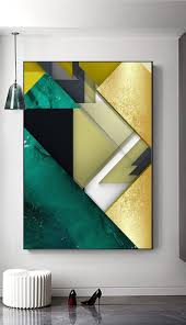 Black And Gold Wall Art Canvas Green Black Gold Foil Minimalist Geometric Printable Rectangular Squares Triangles Artwork Instant Download Office Decor Coffee In 2020 Geometric Printable Geometric Art Abstract Geometric Art