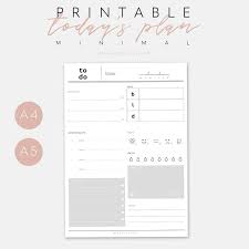 A4 A5 Daily Plan Printable Minimalist To Do List With Water And Mood Tracker Top 3 Priorities And Daily Meal Plan Pdf Daily Plan How To Plan Planning Printables