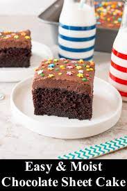 Easy Moist Chocolate Sheet Cake Video Recipe Chocolate Sheet Cake Bakers Chocolate Cake Recipe Chocolate Sheet Cake Recipe