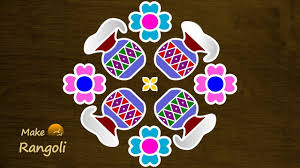 Pongal pot with flowers kolam. 50 Best Pongal Kolam Rangoli Designs With Images