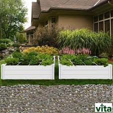 Diy self watering raised garden bed you. Vita 120 X 120 Cm White Vinyl Garden Bed 2 Pack With Grogrid Costco Uk