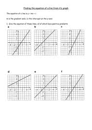 Download practice a y =mx + b worksheet. Maths Ks4 Worksheet Equation Of A Line From Graph Teaching Resources