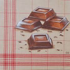 Tableau Original Carres De Chocolat Illustration Patisserie Chocolate Etsy Art