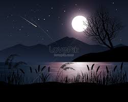 Fondos de pantalla para todo momento. Paisaje Nocturno Oscuro Con Luna Llena Psd Ilustraciones Imagenes Descarga Gratis Lovepik