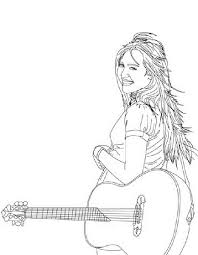 Ariana grande pop star coloring page; Miley Stewart And Her Guitar In Hannah Montana Coloring Page Netart Hannah Montana Miley Stewart Montana