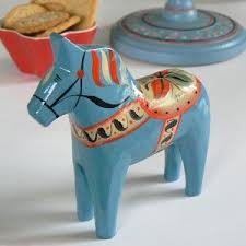 Dalapferd Masen 13 Cm Dala Blau Holz Handbemalt Scandinavian Folk Art Dala Horse Horse Painting