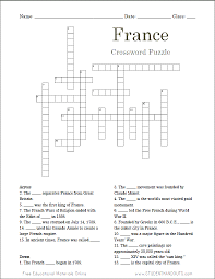 Crosswords are divided into four categories. France Crossword Puzzle Student Handouts