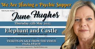 Holmfirth- Psychic supper with June Hughes, The Elephant & Castle,  Huddersfield, 15 May 2025
