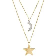 Everlasting Gold 10k Gold Moon Star Layered Necklace 425 Liked On Polyvore Featuring Jewelry Neckla Gold Star Pendant Gold Moon Gold Chain With Pendant
