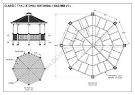 Classic Rotunda Gazebo Unique Design V1 Full Building Plans In 3d And 2d Ebay Building Plans Building A Deck Building Design Plan