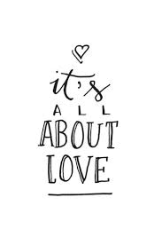 Wenskaart It S All About Love Zwart Witte Handgeletterde Dubbele Kaart Met Tekst It S All About Love Geleverd Incl Wenskaart Industriele Woonkamers Zwart Wit