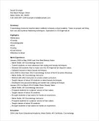 sample cosmetology resume templates in