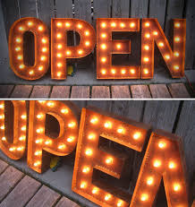 19 Tall Open Letters Marquee Lights With Patina Marquee Lights Storefront Signs Open Signs