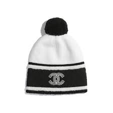 Cashmere White Black Beanie Chanel Headwear Fashion Fashion Chanel Fashion