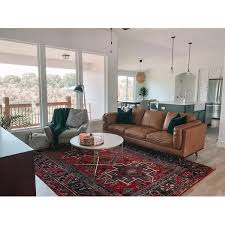Barrera Red Rug In 2020 Living Room Red Living Room Leather Red Rug Living Room