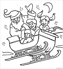 Visit dltk's for christmas crafts, games, recipes and printables. Santa Claus And Children Flying In Sleigh Coloring Pages Christmas Coloring Pages Coloring Pages For Kids And Adults