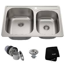 This is a buying guide made with you in mind. Kraus Drop In Stainless Steel 33 In 1 Hole 60 40 Double Bowl Kitchen Sink Kit Ktm32 The Home Depot