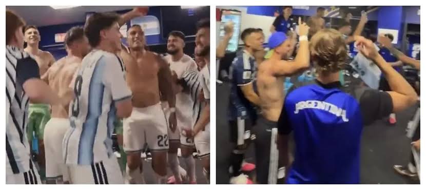 Descontrol y euforia total en la intimidad de Argentina: así fue el  emocionante festejo en el camerino tras el paso a la final del Mundial