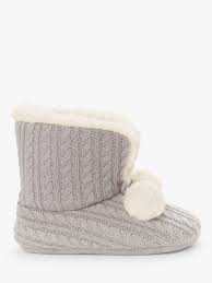 Put your best foot forward in fashion's most sought after footwear styles. John Lewis Partners Cable Knit Boot Slippers Grey At John Lewis Partners