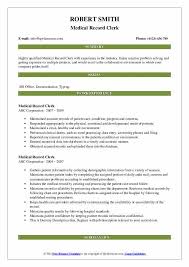 Medical Record Clerk Resume Samples Qwikresume