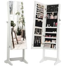 Beauty free standing full length mirror with storage illuminating led lights Gymax Jewelry Cabinet Armoire Lockable Standing Storage Organizer W Full Length Mirror Best Buy Canada