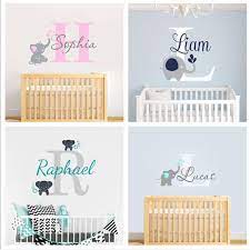 Custom Personalized Name Decal Wall Decals Baby Bedroom Elephant Vinyl Deorl Kid Boys Girls Room Name Nurs Boy Girl Room Kids Wall Decals Elephant Wall Decals