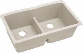 Elkay granite undermount kitchen sinks. Elkay Elgdulb3322bq0 33 Inch Double Bowl Undermount Kitchen Sink With Aqua Divide Sound Deadening And Scratch Resistant Bisque