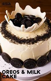 This Milk Oreos Cake Is Complete With A Splash Of Milk Recipe Oreo Cake Recipes Oreo Cake Desserts