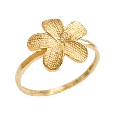 Check spelling or type a new query. Gold Textured Hawaiian Plumeria Flower Ring